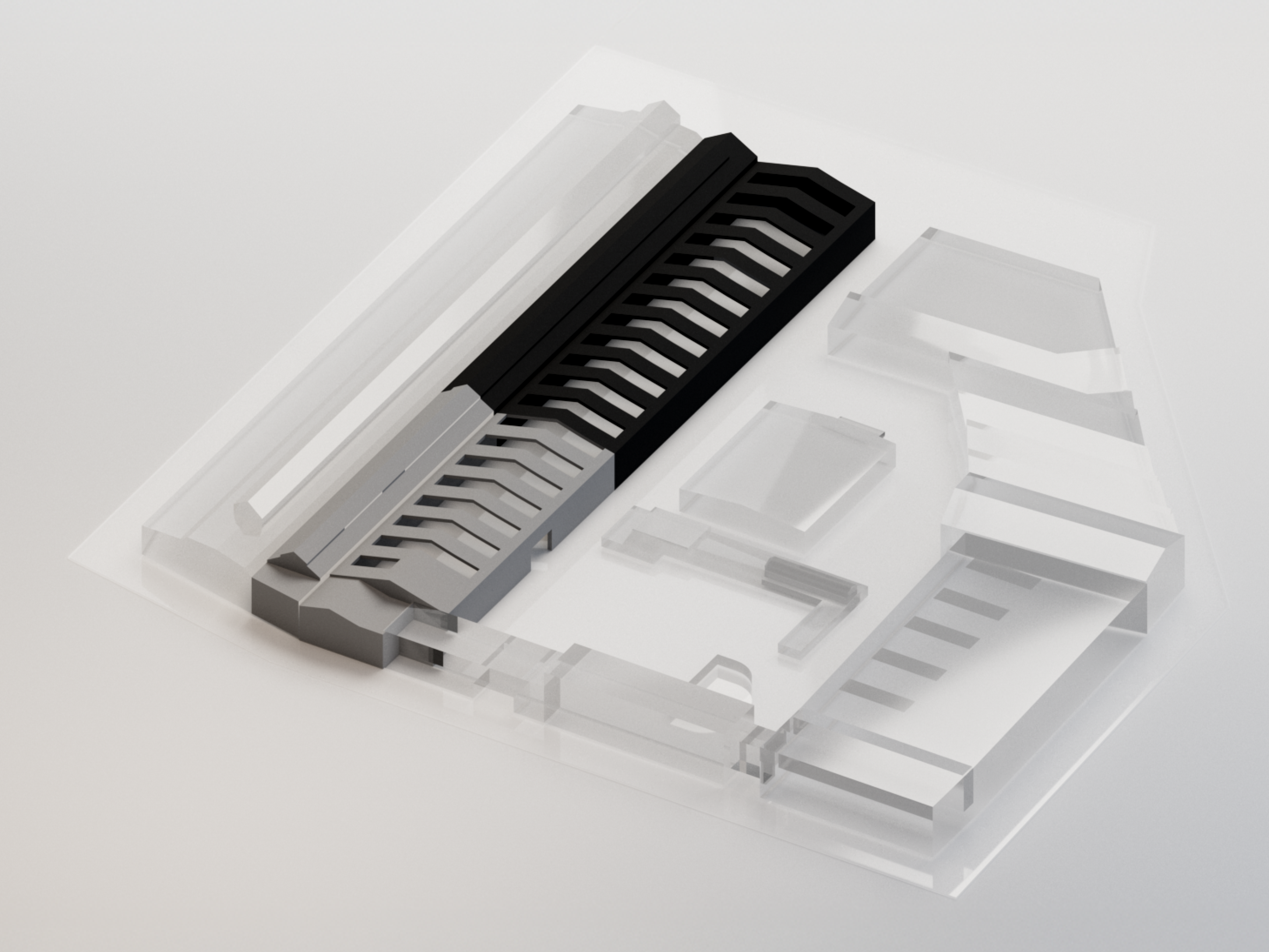 Die schematische Darstellung zeigt das Gelände des Osthofs in Köln-Kalk, wo das Museum Selma entstehen wird. Die Halle 70 als Standort des Museums ist zu 60 Prozent schwarz eingefärbt, der Rest ist grau hinterlegt.